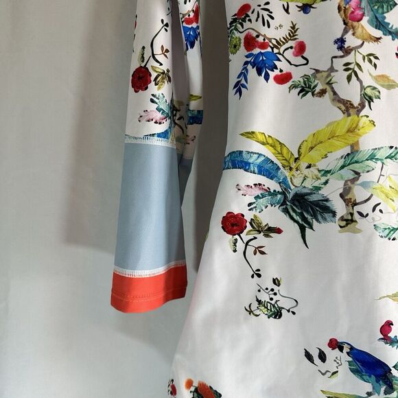 Funny Girl Sz XL One Piece Swimsuit  White & Tropical Zipper Padding Summer - Picture 4 of 14